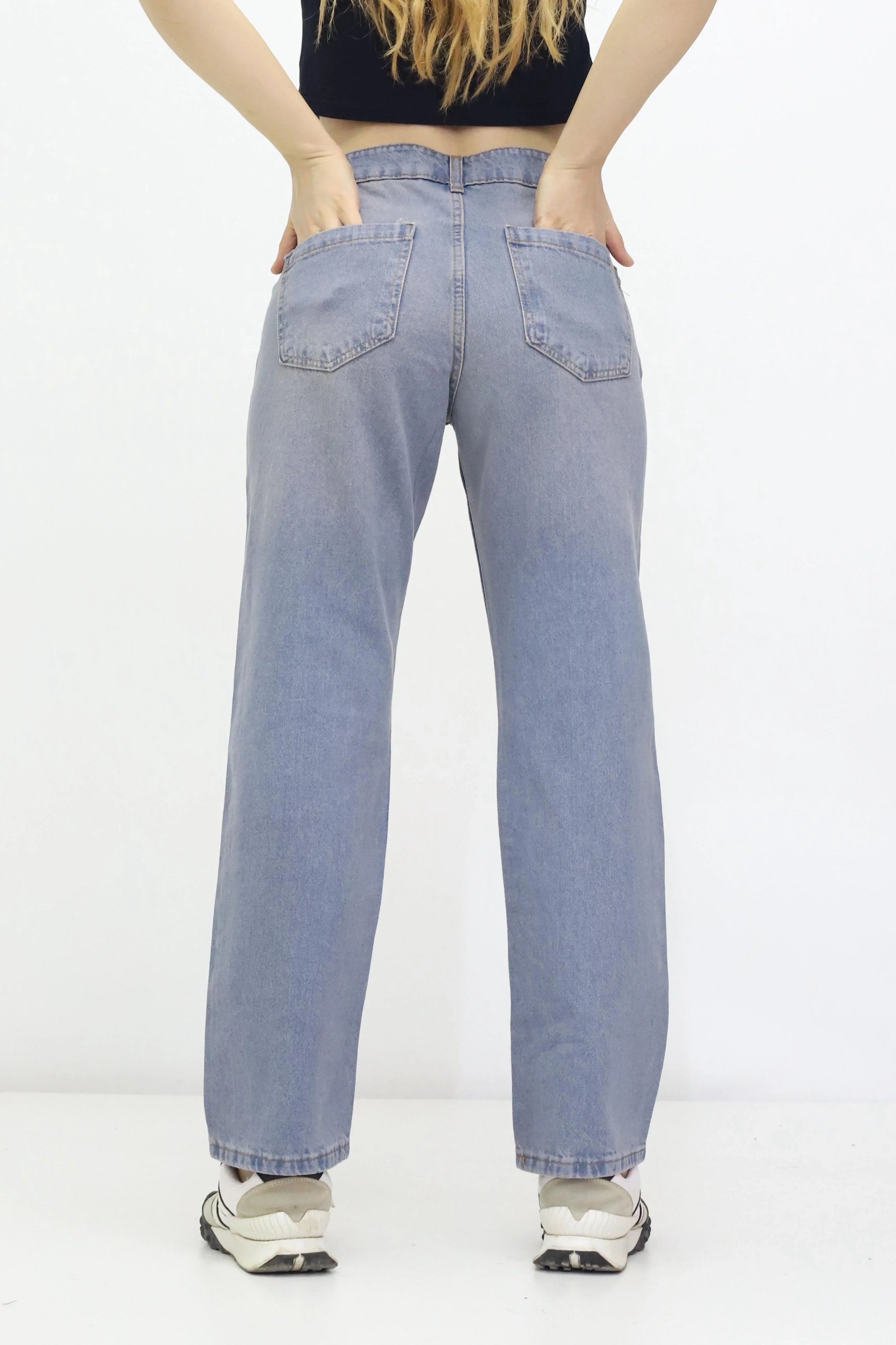 Kadın Taş Detaylı Kot Pantolon Açık Mavi - The Velavois