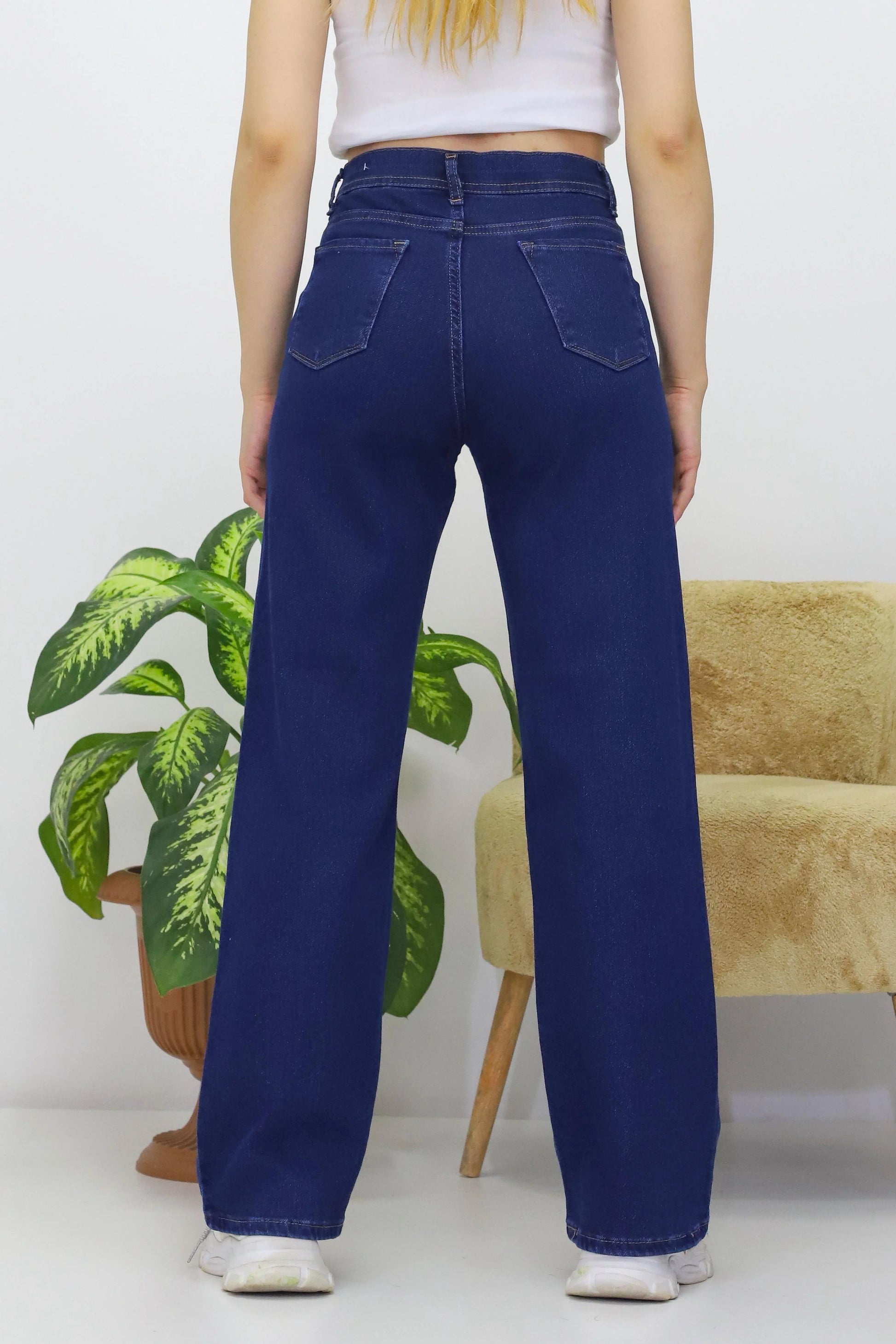 Kadın Palazzo Kot Pantolon Lacivert - The Velavois