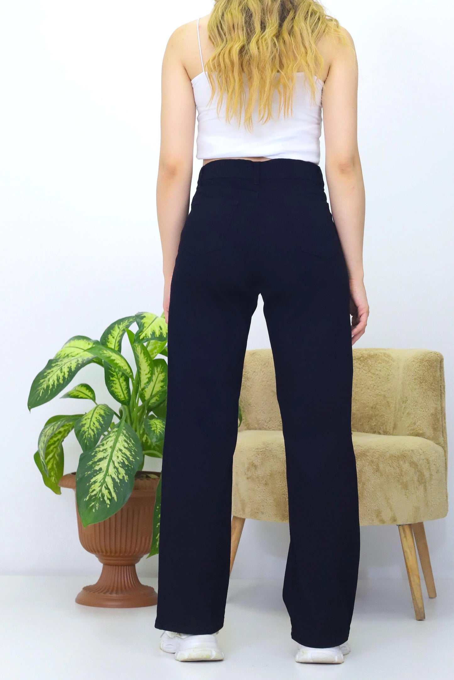 Kadın Palazzo Kot Pantolon Siyah - The Velavois