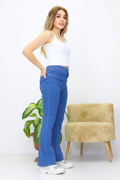 Kadın Palazzo Kot Pantolon Mavi - The Velavois