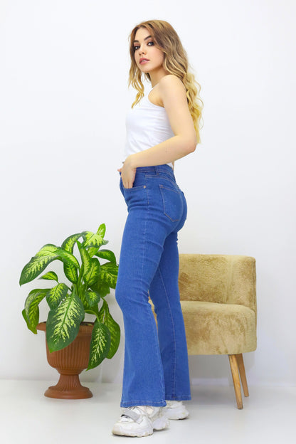 Kadın Palazzo Kot Pantolon Mavi - The Velavois