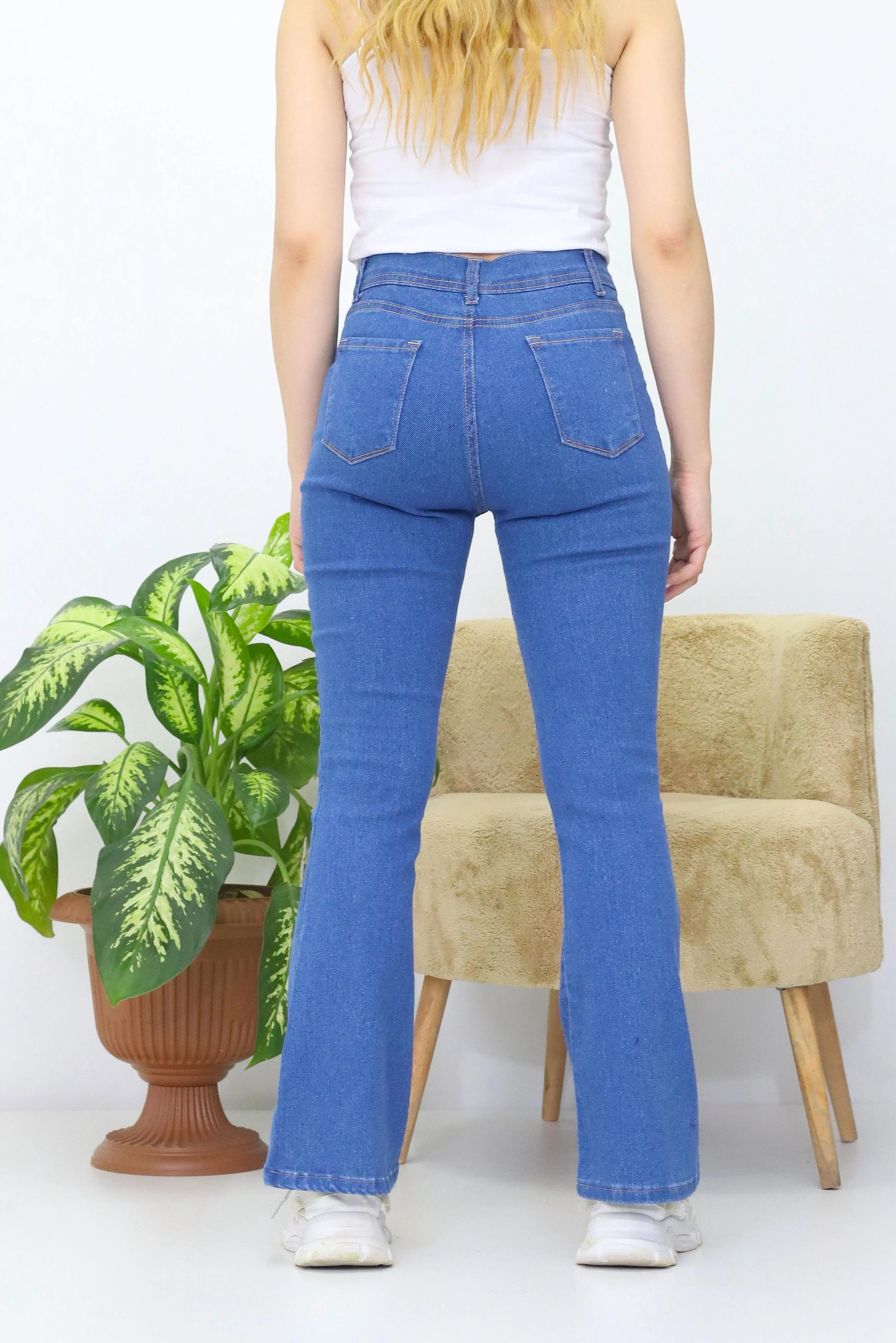 Kadın Palazzo Kot Pantolon Mavi - The Velavois