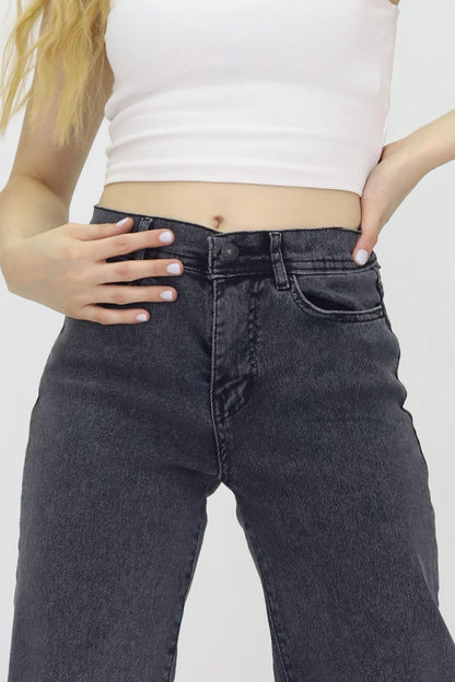 Kadın Palazzo Kot Pantolon Gri - The Velavois