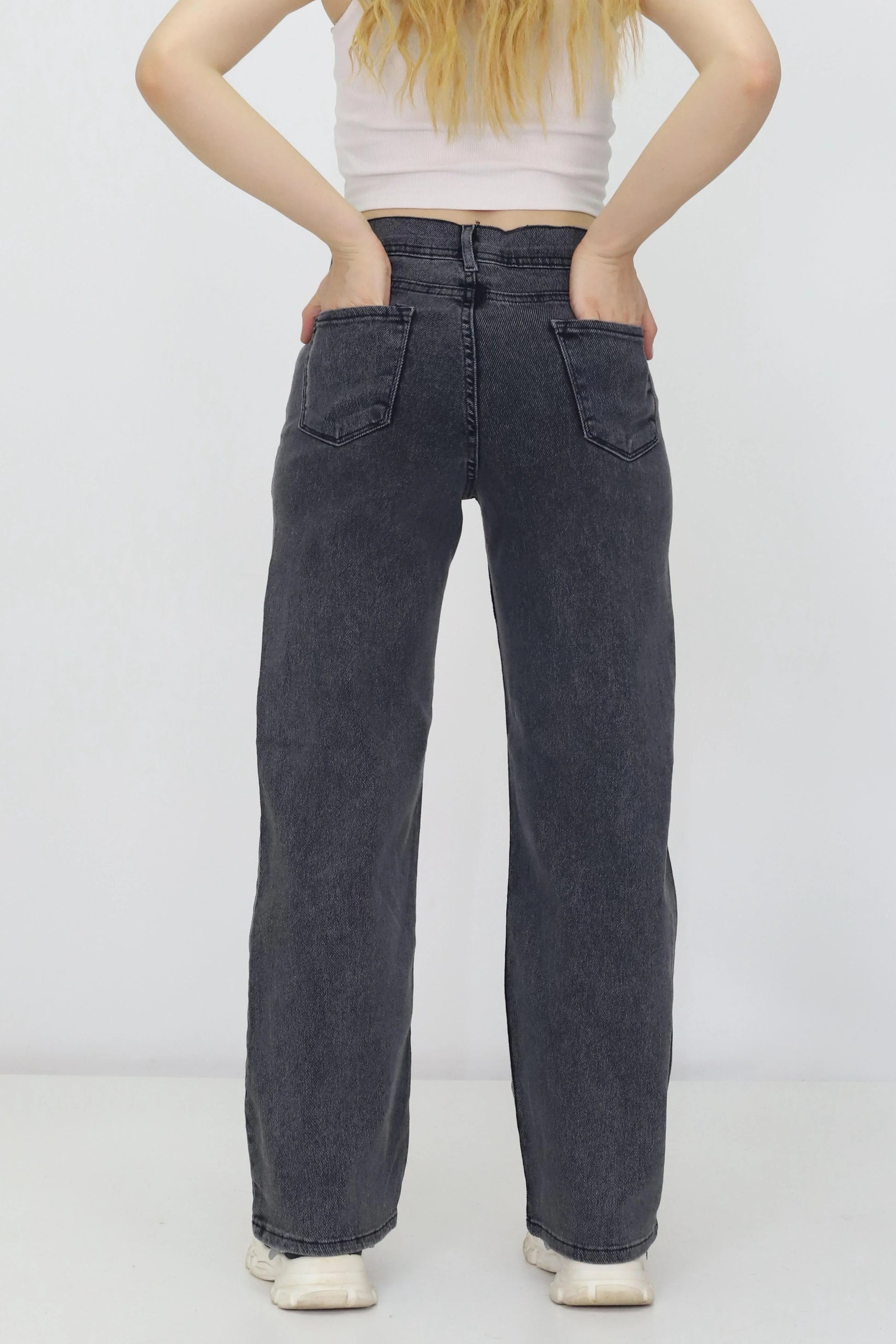 Kadın Palazzo Kot Pantolon Gri - The Velavois