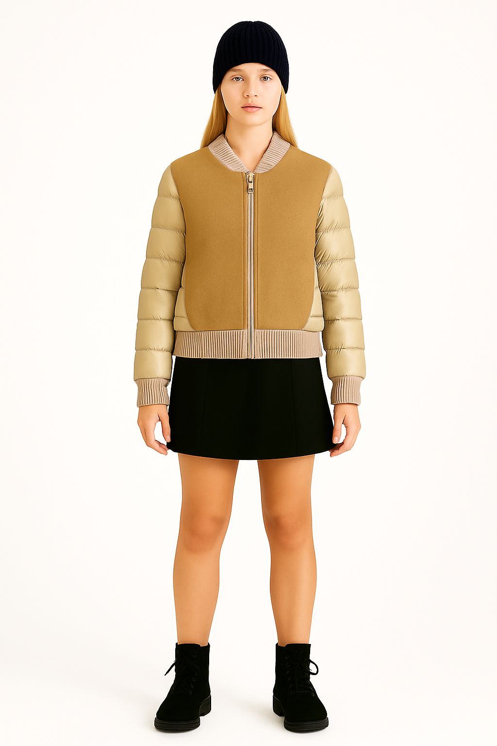 Kadın Yün Detaylı Şişme Mont Sarı - The Velavois